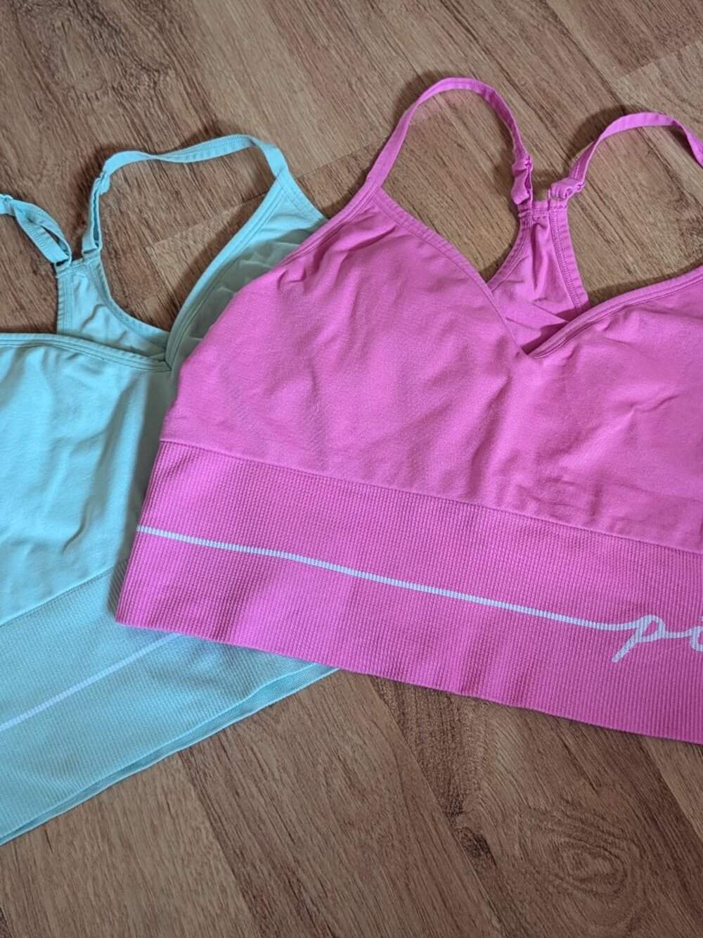 PINK Victoria's Secret Seamless Sports Bra Bundle Size L Pink & XL Teal